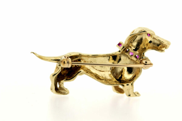 Timekeepersclayton Vintage Dog Pin 14K Yellow Gold Dachshund