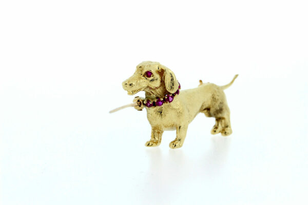 Timekeepersclayton Vintage Dog Pin 14K Yellow Gold Dachshund