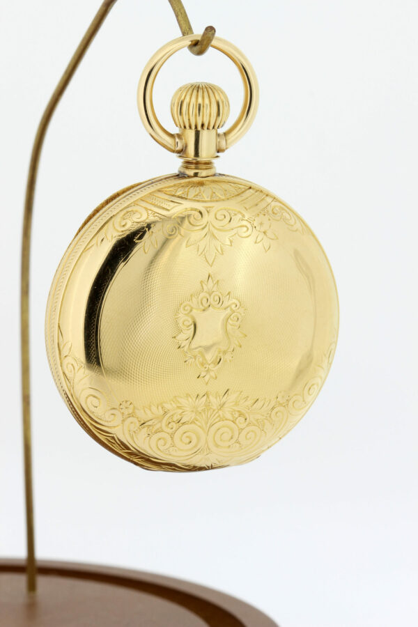 Timekeepersclayton Vintage Pocket Watch 1883 Elgin 18K Yellow Gold Case Lever Set