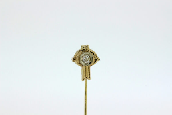 Timekeepersclayton Vintage Stick Pin 14K Gold with Old Euro Cut Diamond