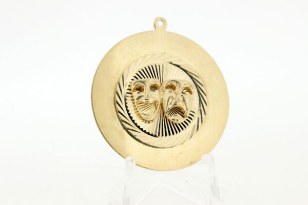 Timekeepersclayton Vintage Thespian Theater Charm Pendant 14K Yellow Gold Hand Engraved Thalia + Melpomene Charm Bracelet