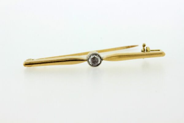 Timekeepersclayton Vintage Tie Clip Brooch 14K Yellow Gold Rose Cut Diamond