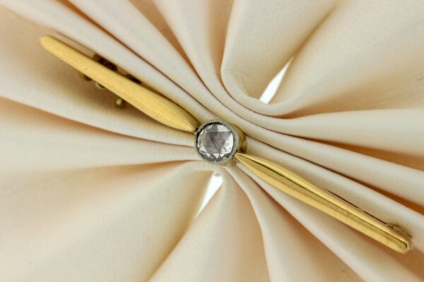 Timekeepersclayton Vintage Tie Clip Brooch 14K Yellow Gold Rose Cut Diamond