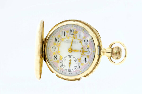 Timekeepersclayton Waltham 14K Gold Pocket Watch with Engraved Deer