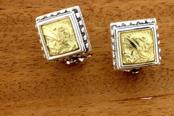 Timekeepersclayton 18K Yellow Gold and Sterling Silver Frederica Conquistador Clip on Earrings