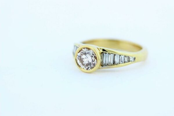 Timekeepersclayton Large Carat Diamond Ring with Baguette Accents 14K Gold