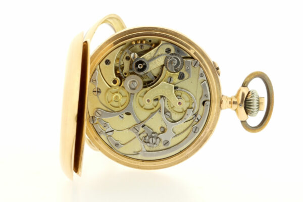 Timekeepersclayton 14K Yellow Gold Chronograph Pocket Watch Irevet Ornate Hands with Box Hand Engarved Initials “EP”