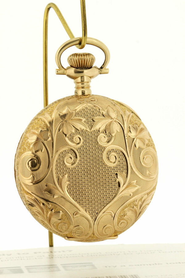 1910 Vintage 14K Yellow Gold Elgin Pocket Watch With Engraveable Heart-shaped Shield