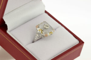 vintage camphor glass ring 1920s 10K Gold