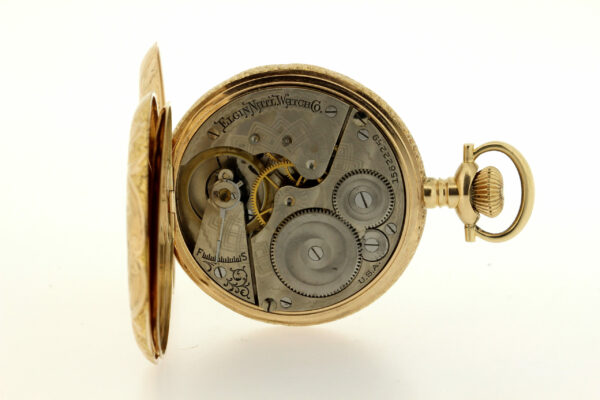 Timekeepersclayton 1910 Vintage 14K Yellow Gold Elgin Pocket Watch With Engraveable Heart-shaped Shield