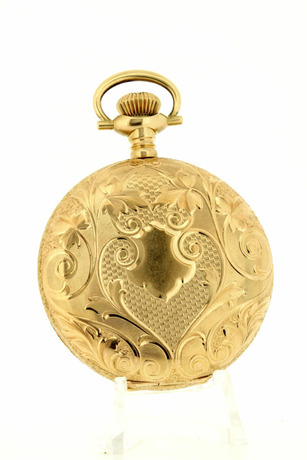 Timekeepersclayton 1910 Vintage 14K Yellow Gold Elgin Pocket Watch With Engraveable Heart-shaped Shield