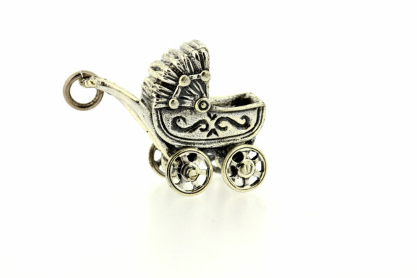 Rolling Baby Carriage Sterling Silver Charm
