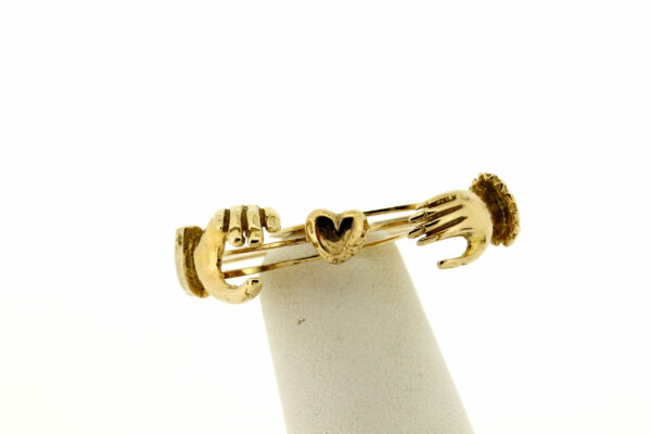 Timekeepersclayton Gimmel Hand Ring with Heart 14K Yellow Gold Claddagh Irish Marriage Wedding