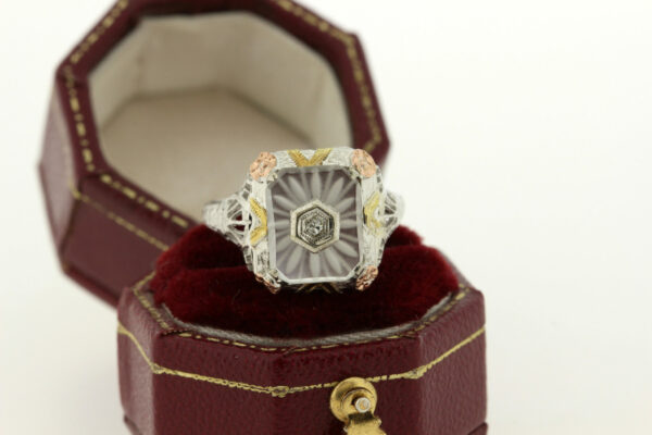 Timekeepersclayton vintage camphor glass ring 1920s 10K Gold