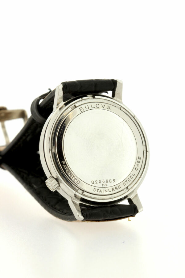 Timekeepersclayton Bulova Accutron Wrist Watch Steel Case with Date Day Black Dial Vintage