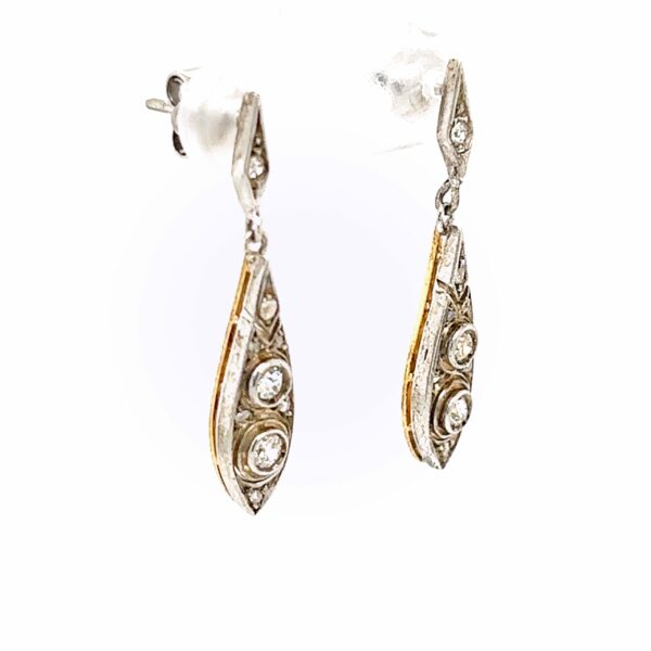 Vintage 1920s Two tone Euro Cut Diamonds Drop Stud Earrings ...