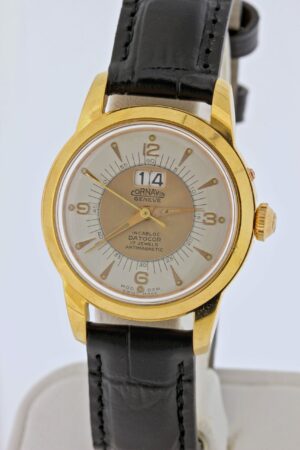 Timekeepersclayton 1950s Cornavin Datocor Model Wrist watch 17 Jeweled Geneve Swiss Incabloc movement Antimag stainless steel back
