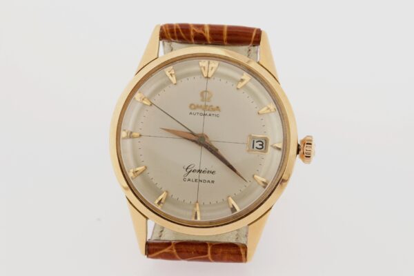Timekeepersclayton 14K Rose Gold Omega Wrist Watch Automatic Geneve Calendar
