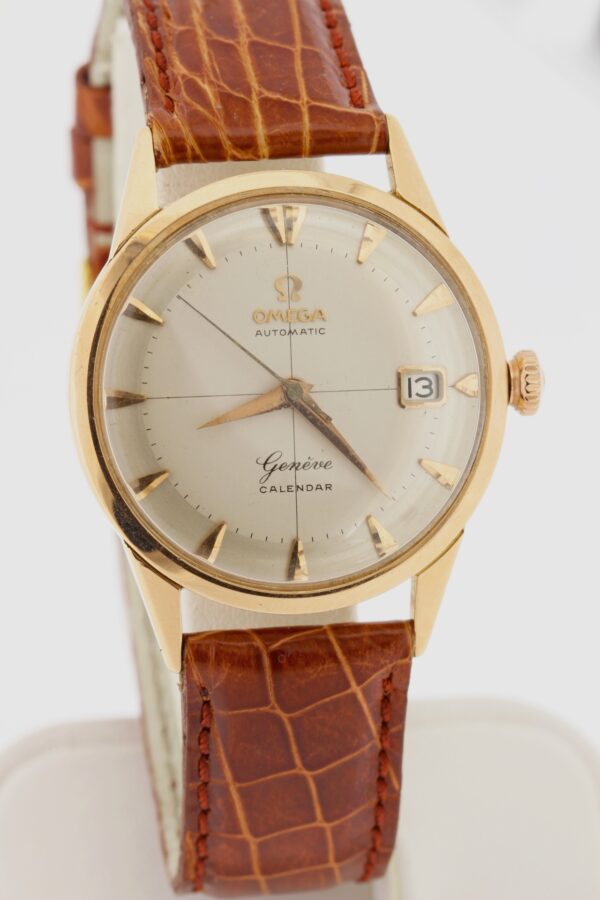 Timekeepersclayton 14K Rose Gold Omega Wrist Watch Automatic Geneve Calendar