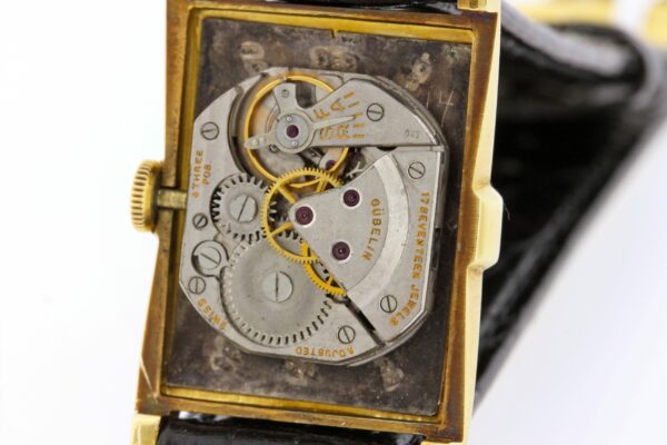 Timekeepersclayton 18K Yellow Gold Rectangle Case Gubelin Wrist Watch 17 Jeweled Swiss Movement Roman Numerals