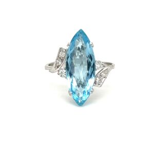 1950's Aquamarine and Diamond Ring