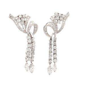 1950's Platinum and Diamond Dangle Earrings