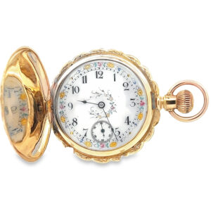 Fancy Dial 14k Gold Elgin Pocket Watch