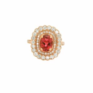 Rose Gold Pink Tourmaline and Diamond Ring