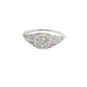 18k White Gold 1920's Filigree Ring